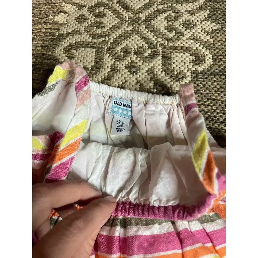 Old Navy Spring Toddler Dress Size 12-18 Striped Print‎ Sundress